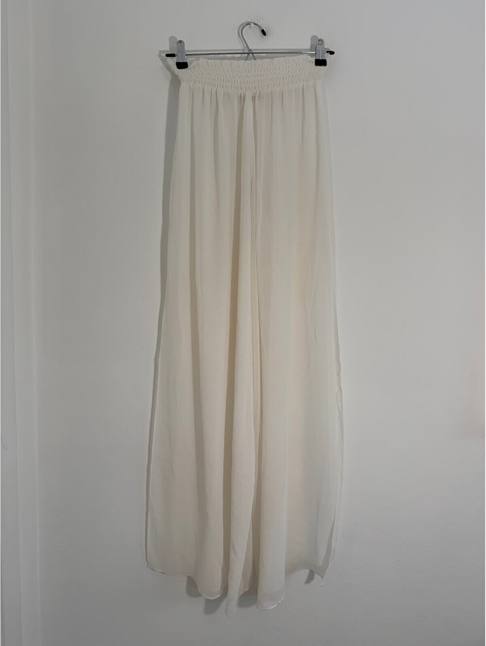 Ramy Brook Ivory Sheer Wide Leg Pull On Palazzo Pants Smocked Waist Size S - Picture 7 of 7